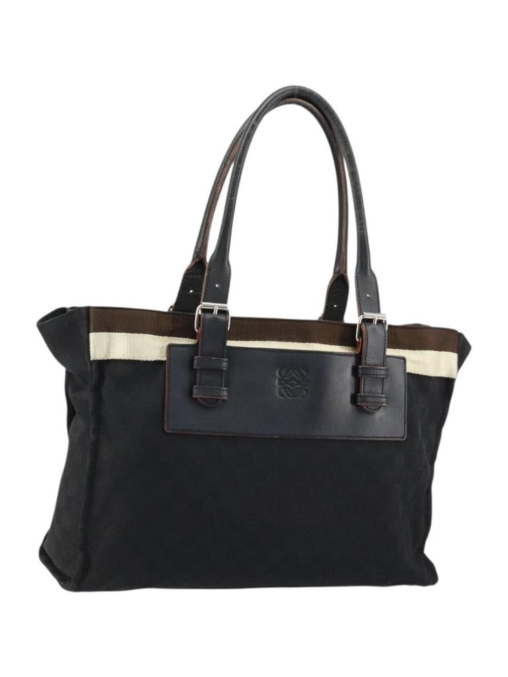 LOEWE Anagram Tote Bag Canvas Black Silver